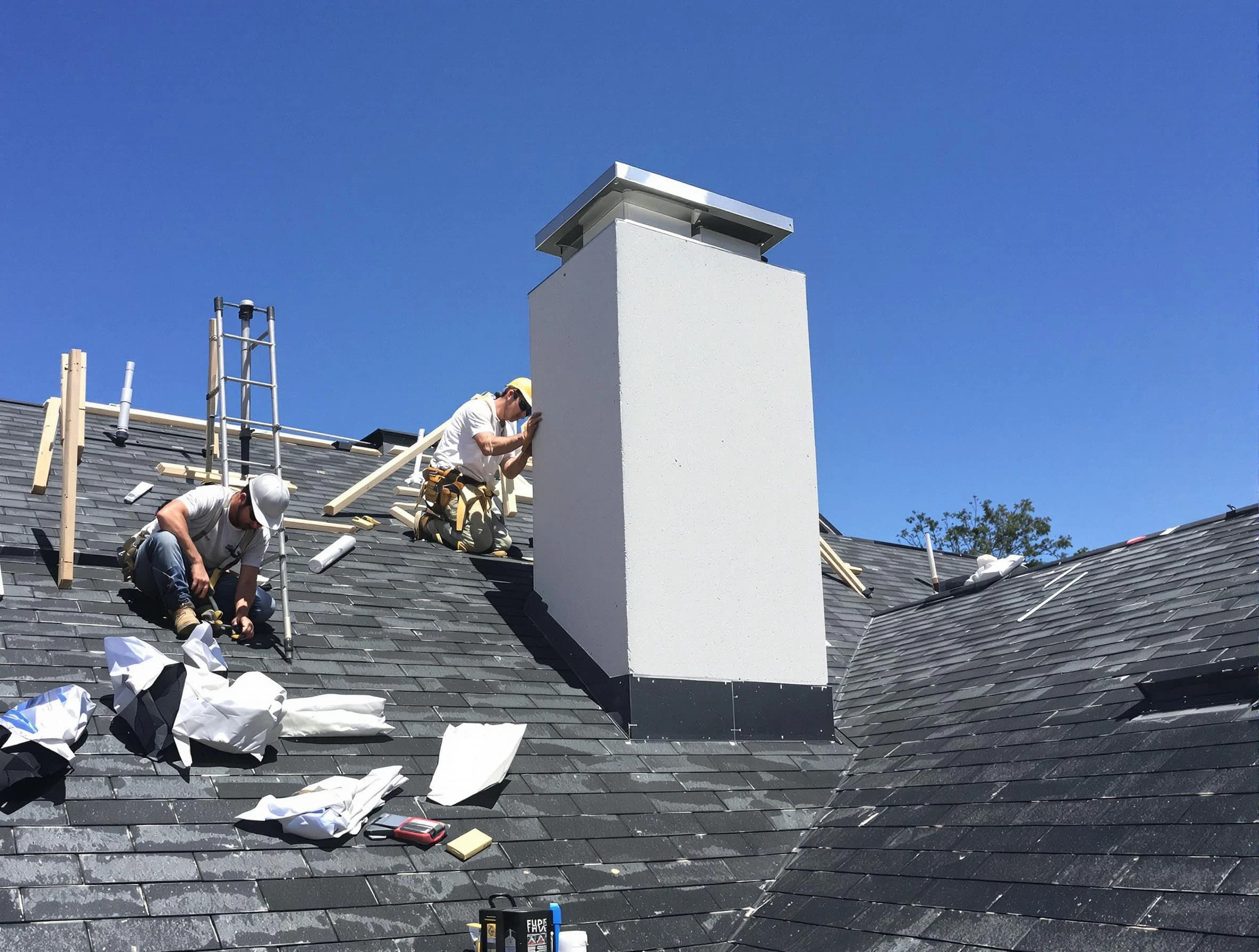 Blackstone Chimney Sweep crew installing a new chimney in Blackstone, VA