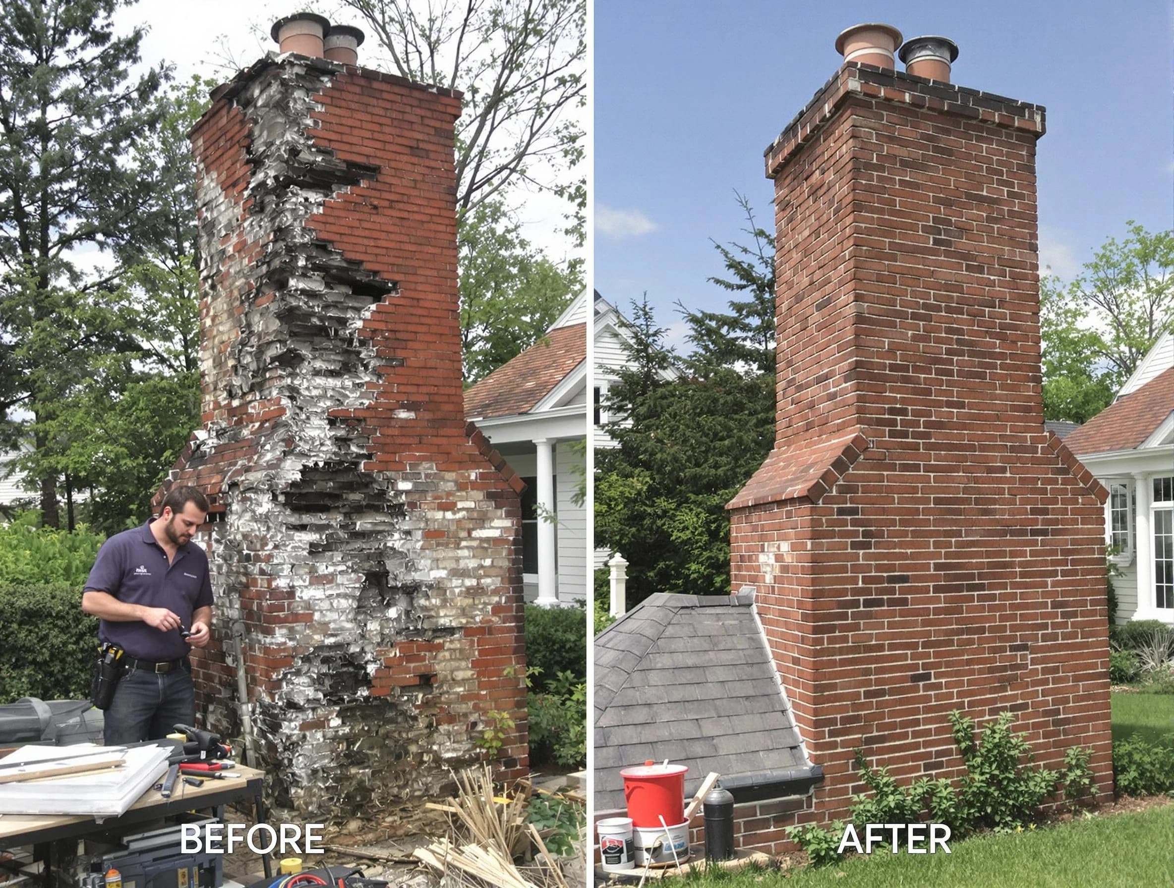 Blackstone Chimney Sweep performing a full chimney restoration in Blackstone, VA