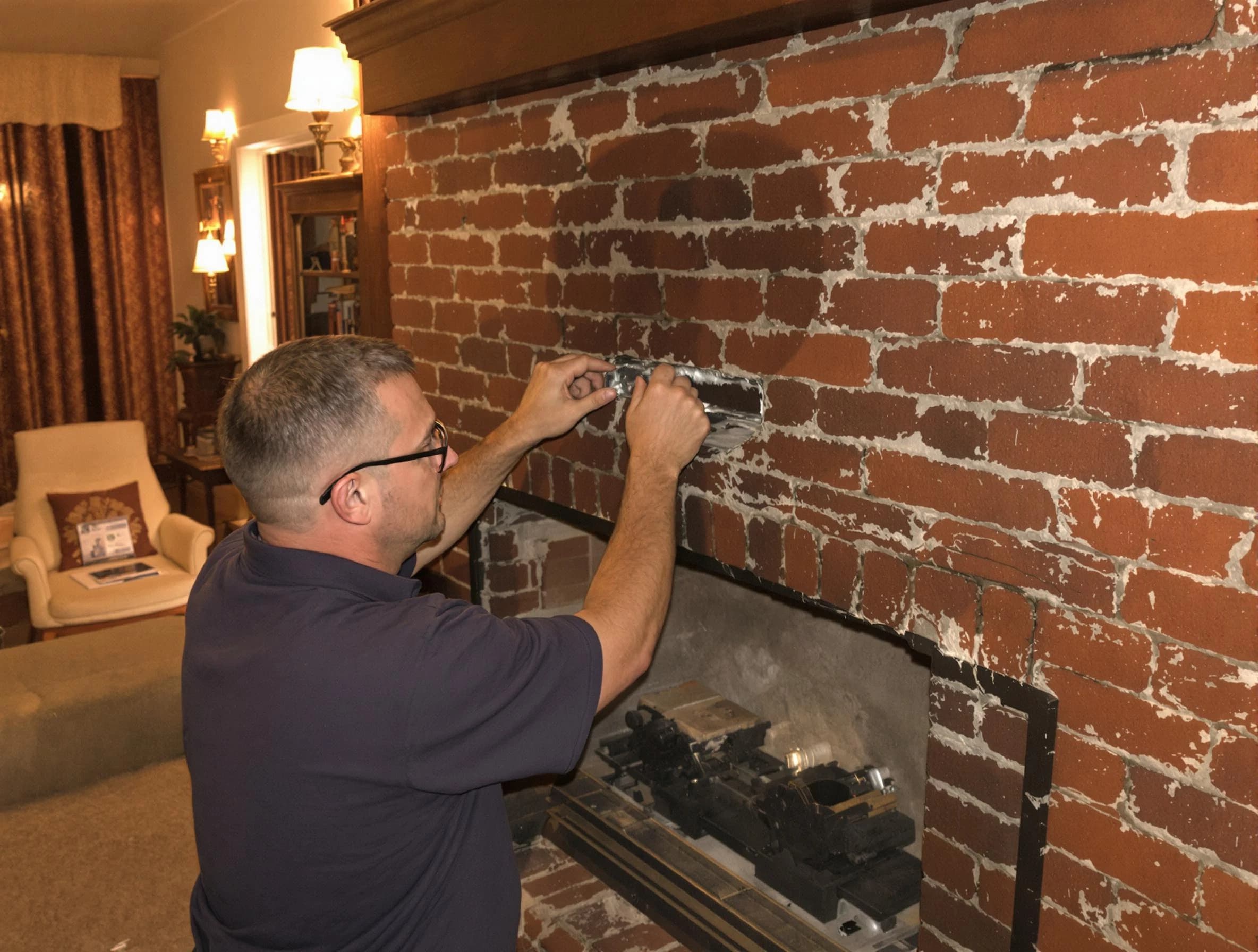Blackstone Chimney Sweep expert fixing a fireplace in Blackstone, VA