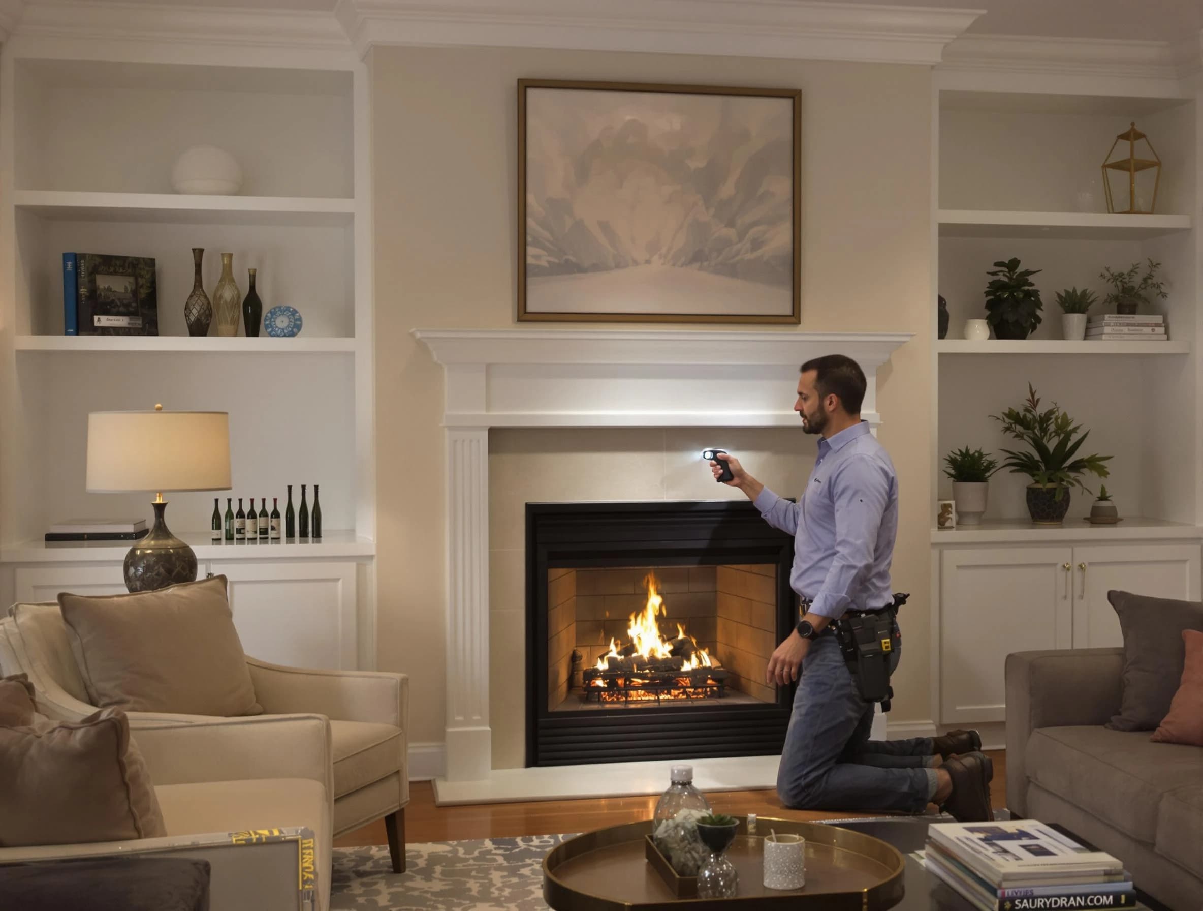 Blackstone Chimney Sweep conducting a fireplace safety inspection in Blackstone, VA