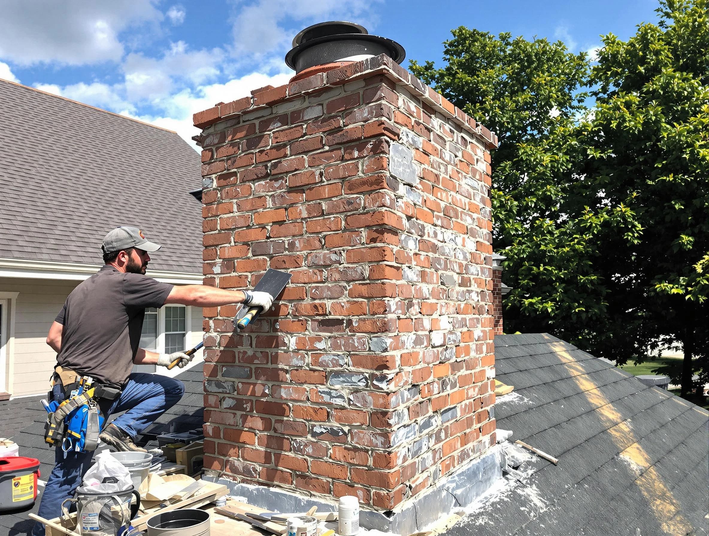 Completed chimney rebuild by Blackstone Chimney Sweep in Blackstone, VA