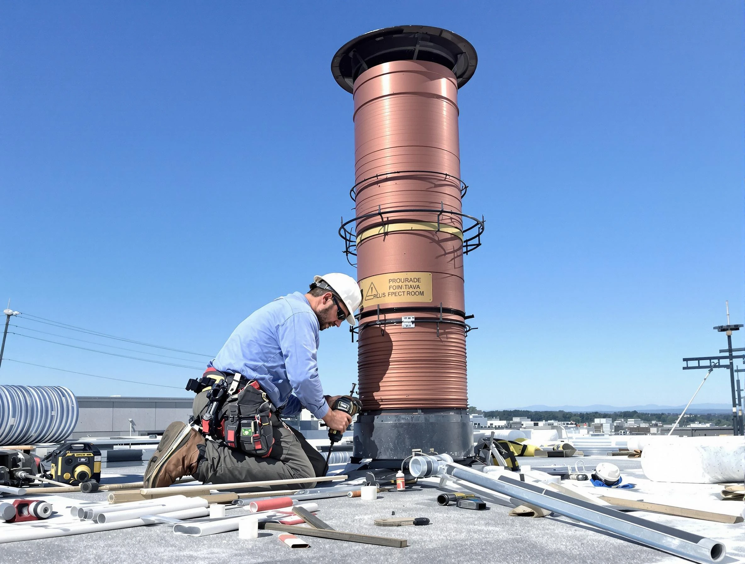 Installed chimney liner by Blackstone Chimney Sweep in Blackstone, VA