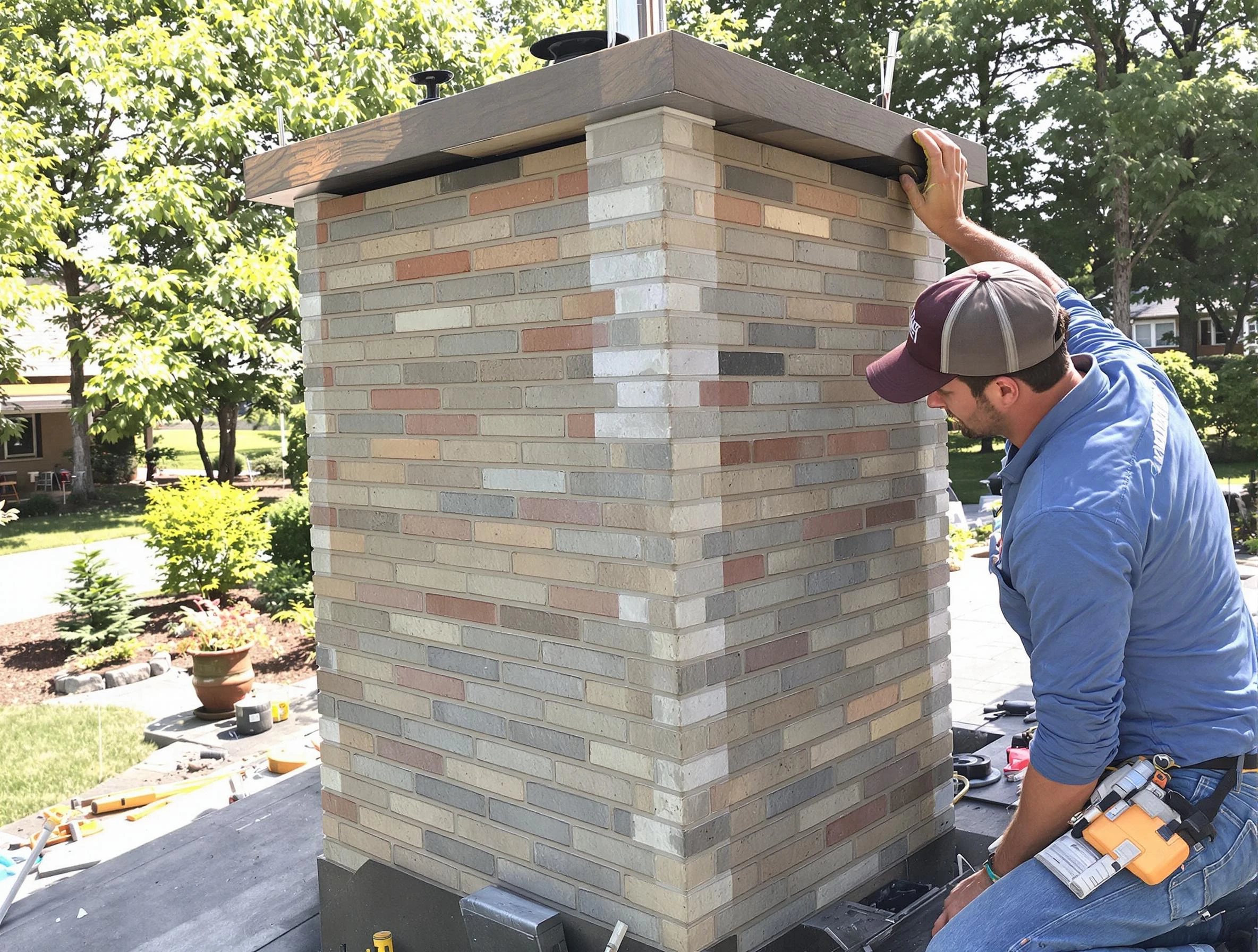 Blackstone Chimney Sweep completing a modern chimney remodel in Blackstone, VA