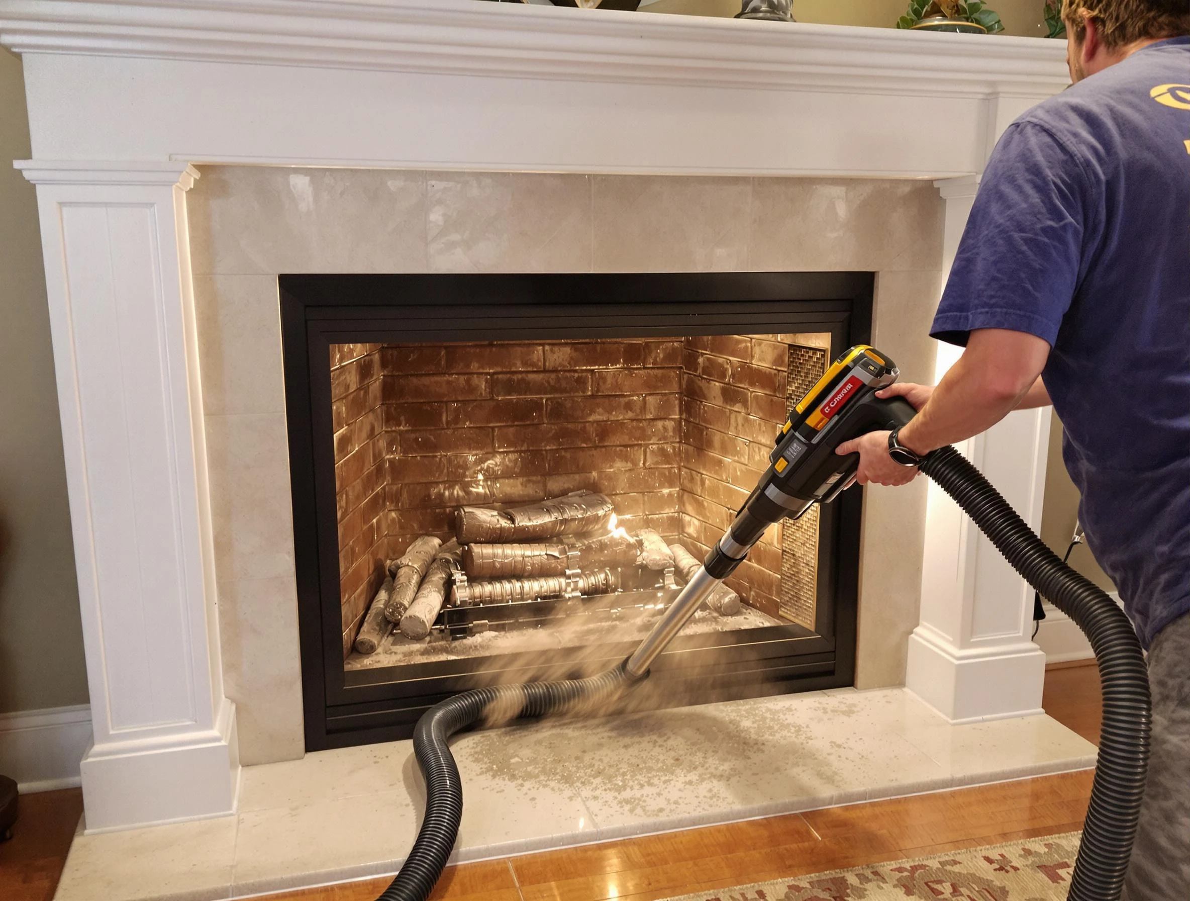 Fireplace cleaning performed by Blackstone Chimney Sweep in Blackstone, VA