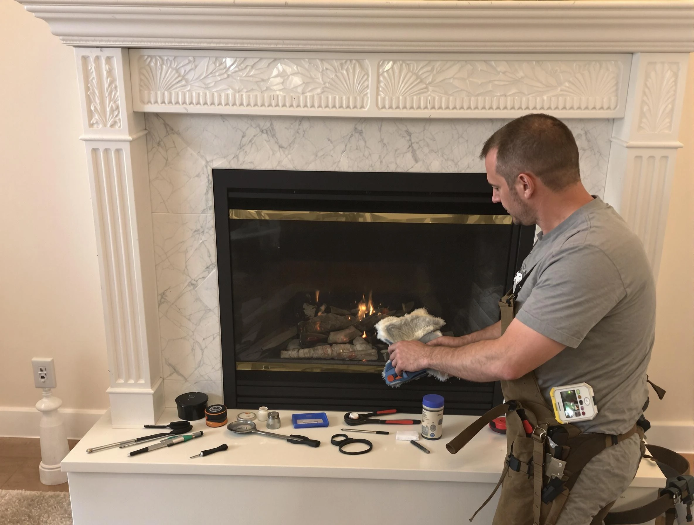 Blackstone Chimney Sweep performing fireplace maintenance in Blackstone, VA